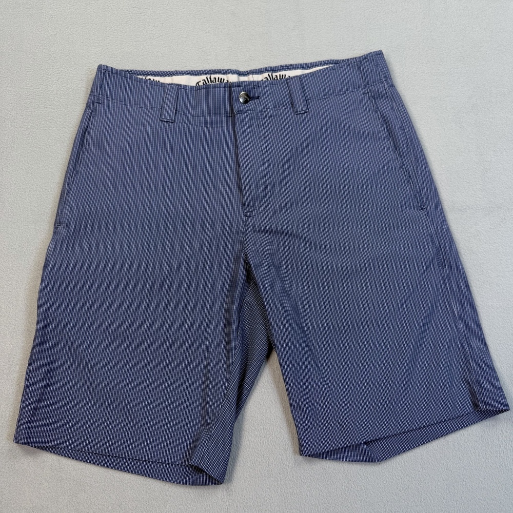 Callaway Shorts Mens 30 Blue Check 9 Inseam Golf Performance Stretch Pockets